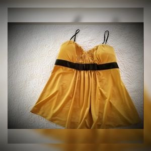 Takara babydoll party tank top cami blouse Sexy Mustard Black Large